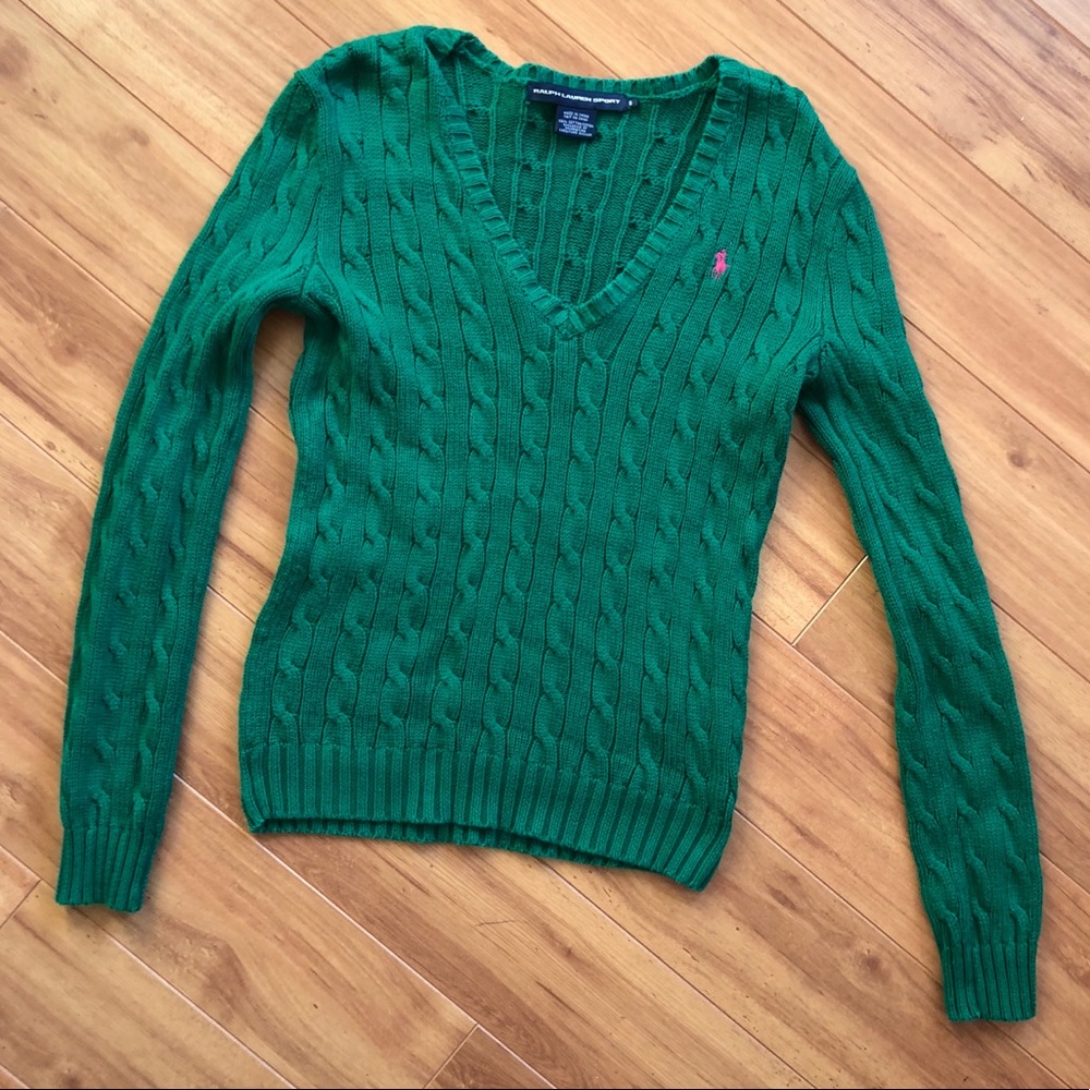 Kelly Green V-Neck Ralph Lauren Sweater